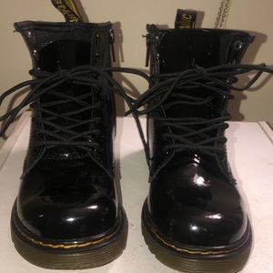 Black Patent Leather Dr Martens Girl Boots